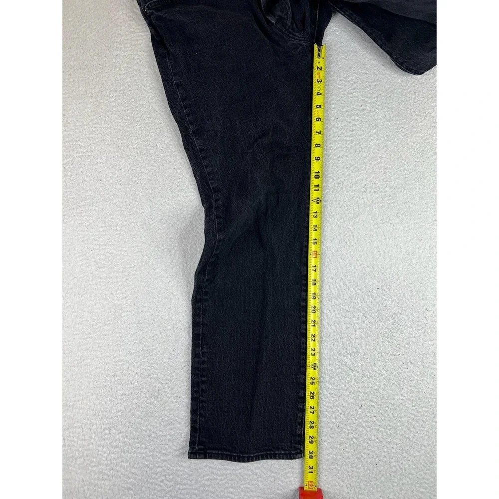 Levis 501 Jeans Mens 38x32‎ Black Regular Straight Stretch Denim Button Fly